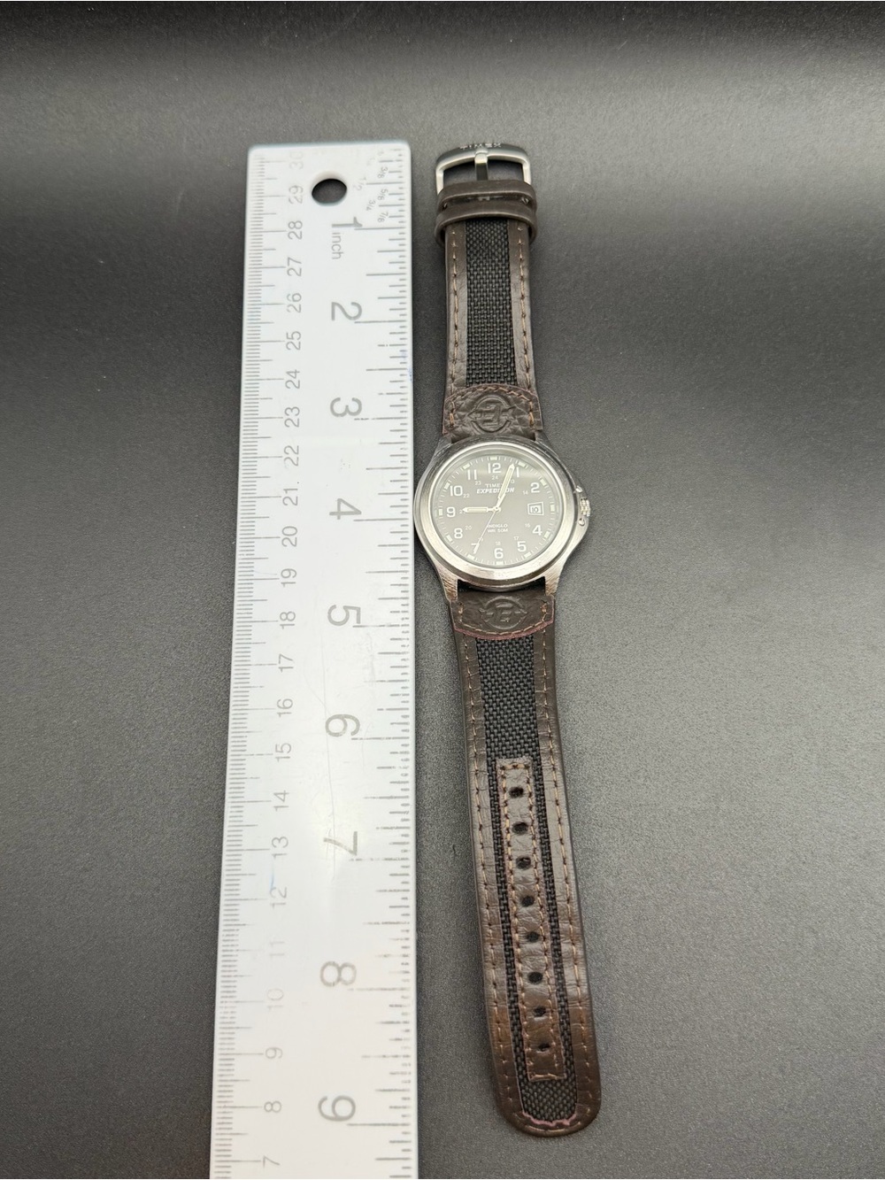Timex Expedition Watch CR2016 cell T40091 Indiglo Leather #W05 - Picture 4 of 13